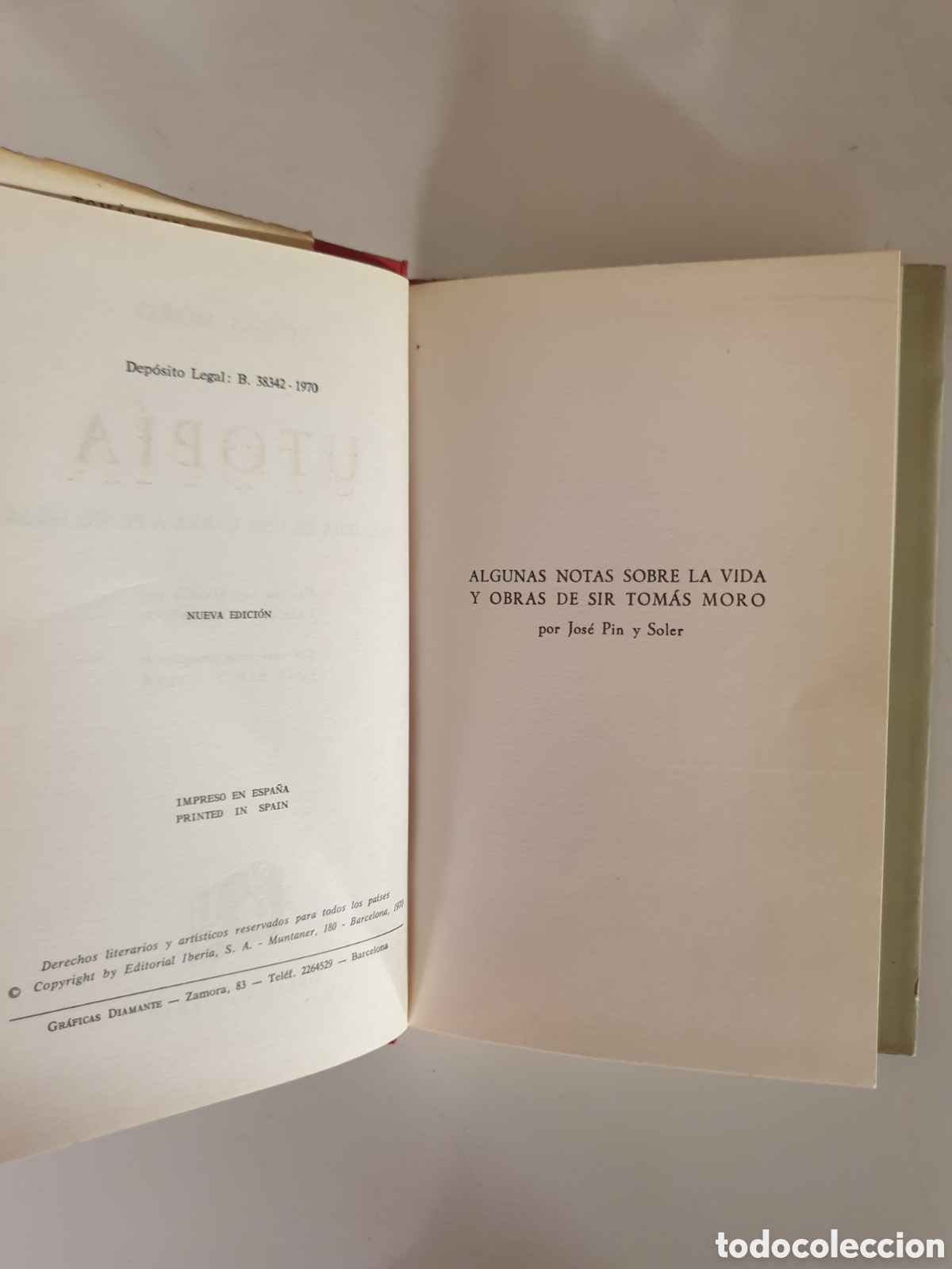 Libros de segunda mano: UTOP&Iacute;A. TOM&Aacute;S MORO. ED. IBERIA 1970 - Foto 3