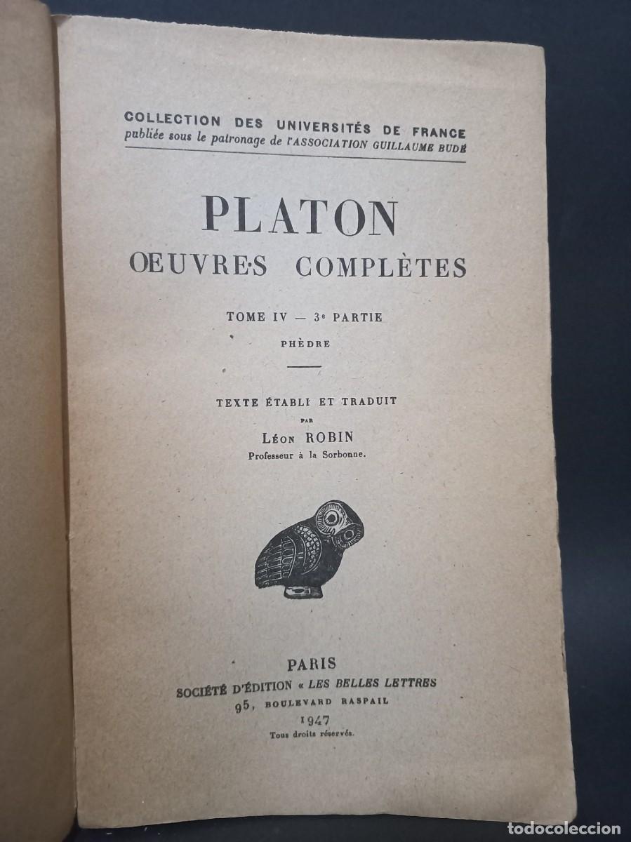 Libros de segunda mano: Platon - Oeuvres Compl&egrave;tes - 1947 - Foto 2