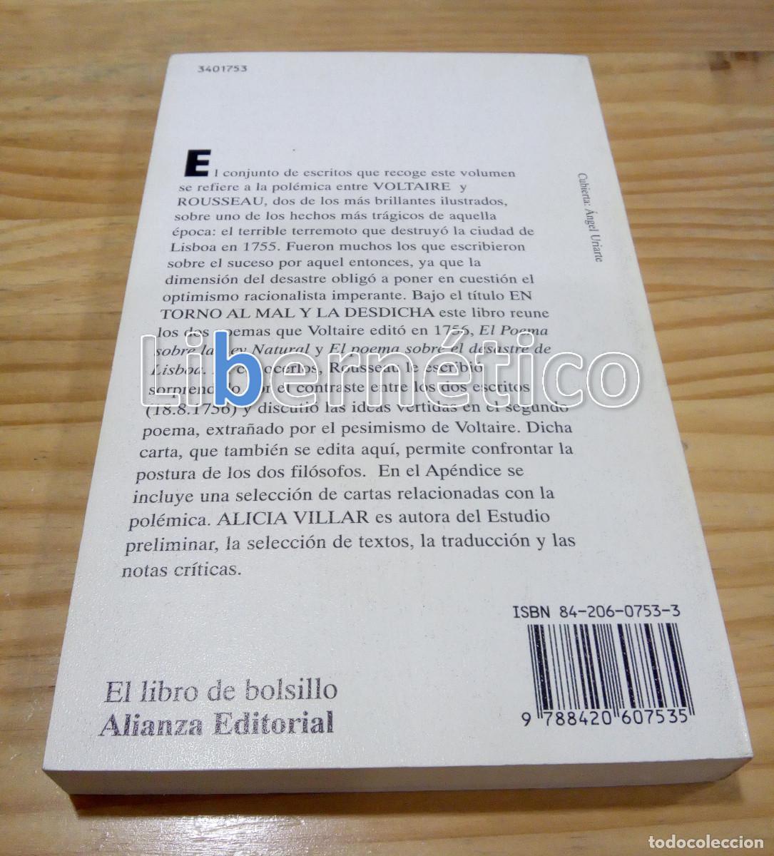 Libros de segunda mano: En torno al mal y la desdicha. Voltaire - Rousseau - Foto 4