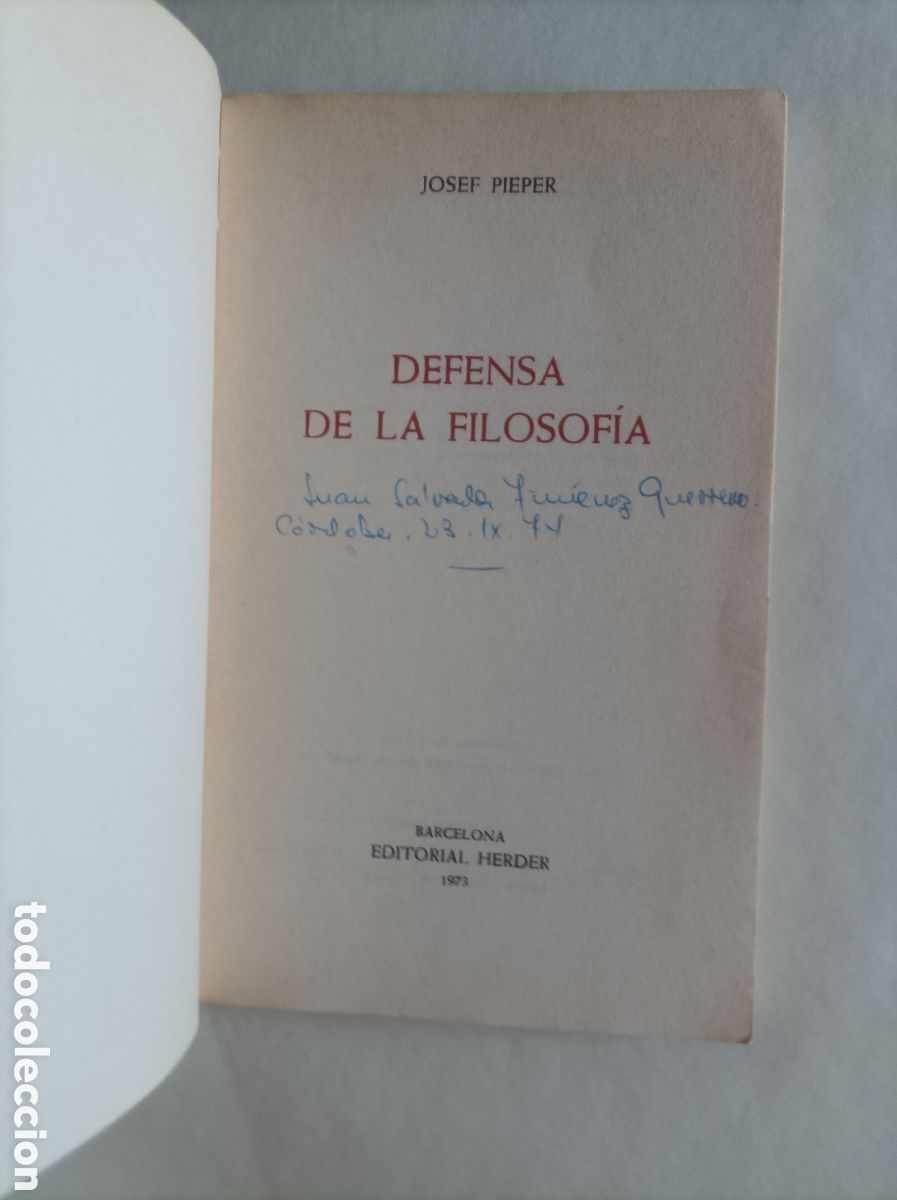 Libros de segunda mano: DEFENSA DE LA FILOSOF&Iacute;A / Josef Pieper. - Foto 3