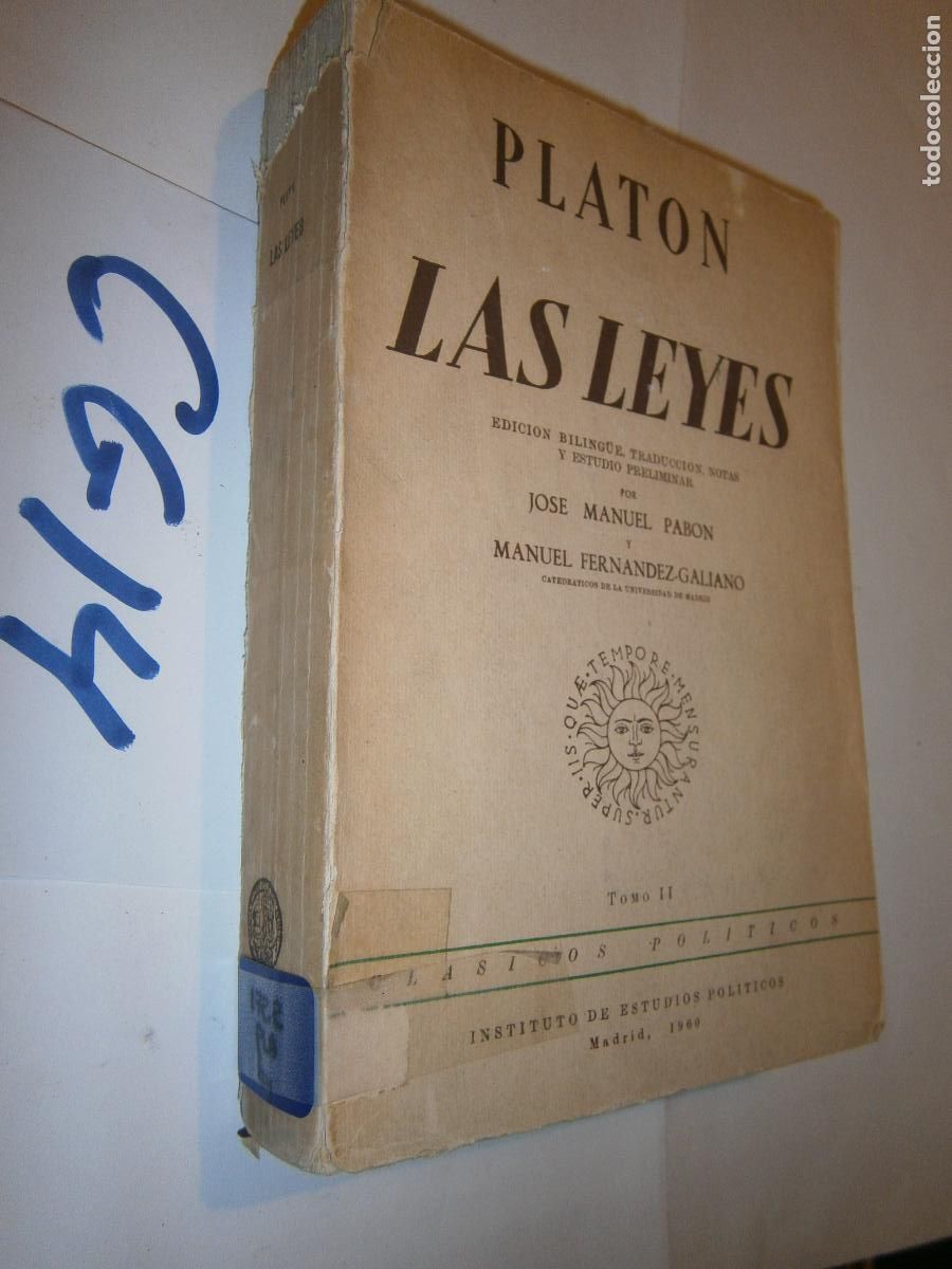 Libros de segunda mano: ANTIGUO LIBRO - PLATON (LAS LEYES) - EDICION BILINGUE - Foto 1