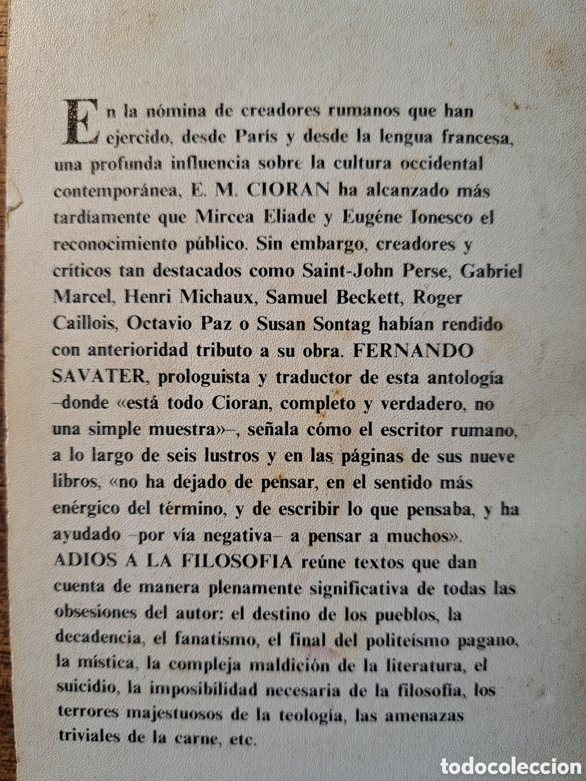 Libros de segunda mano: Adi&oacute;s a la Filosof&iacute;a E.M.Cioran - Foto 2