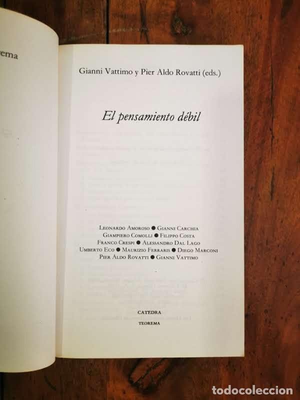Libros de segunda mano: El PENSAMIENTO d&eacute;bil - Foto 2