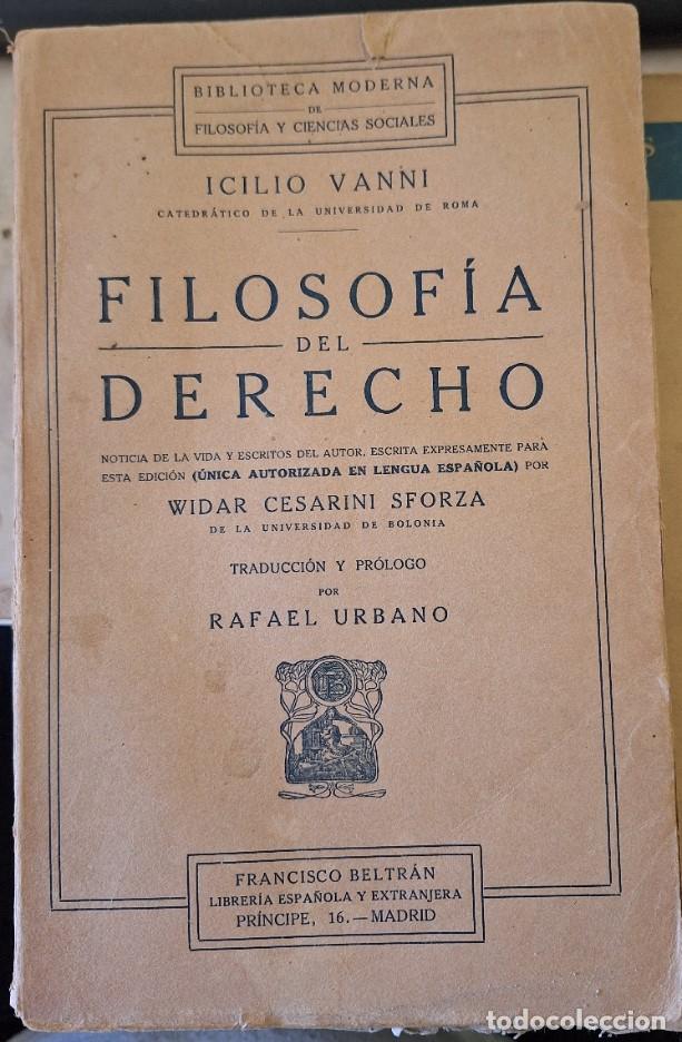 Libros de segunda mano: FILOSOFIA DEL DERECHO. - VANNI, Icilio. - Foto 1