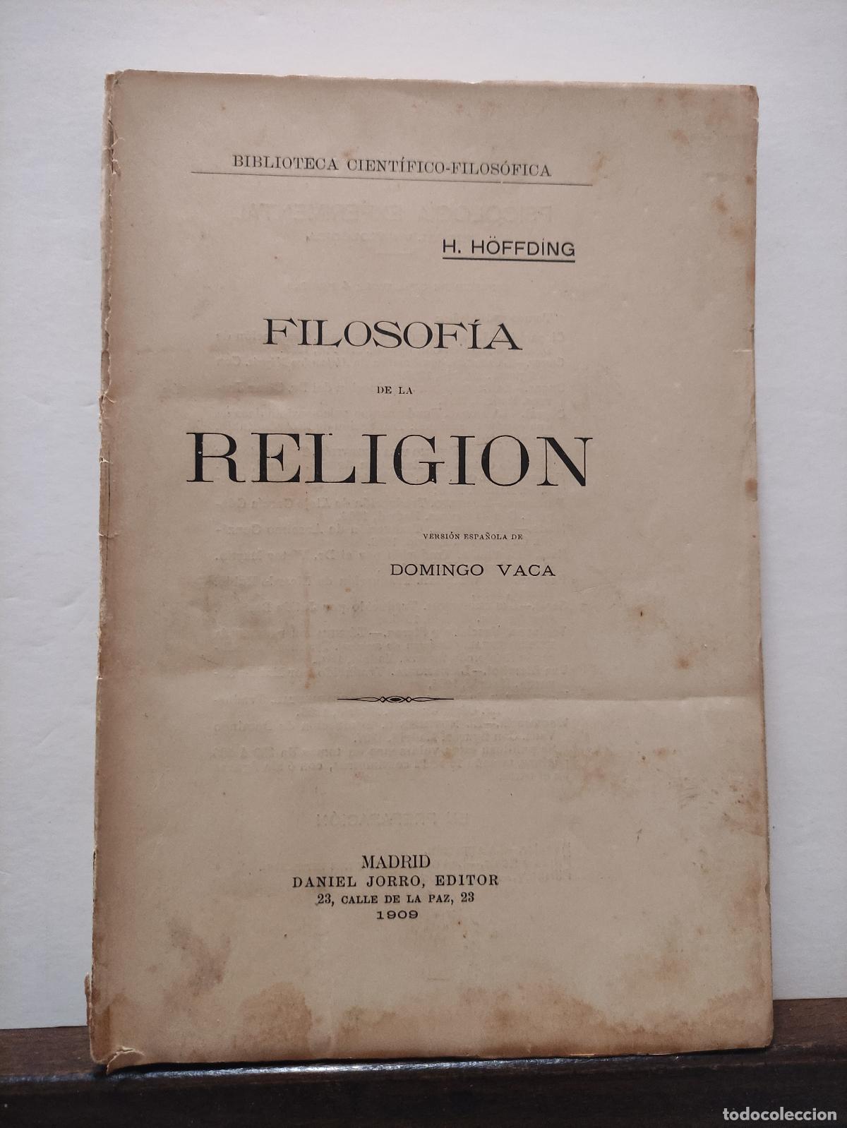 Libros de segunda mano: FILOSOFIA DE LA RELIGION - H. HOFFDING - DANIEL JORRO 109