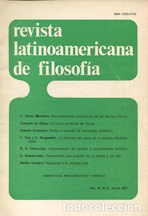 Libros de segunda mano: REVISTA LATINOAMERICANA DE FILOSOFIA. VOL III - N&ordm; 2-JULIO 1977. - VV.AA.