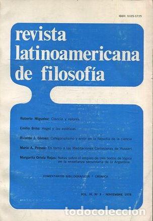 Libros de segunda mano: REVISTA LATINOAMERICANA DE FILOSOFIA. VOL IV - N&ordm; 3-NOVIEMBRE 1978. - VV.AA.