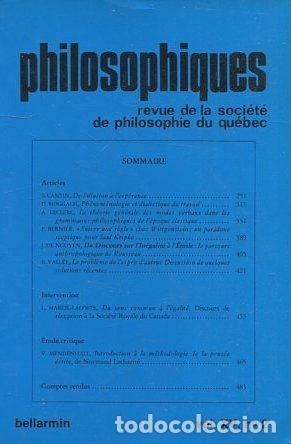 Libri di seconda mano: PHILOSOPHIQUES. REVUE DE LA SOCIETE DE PHILOSOPHIE DU QUEBEC. VOL. XV, N&ordm; 2. - VV.AA.