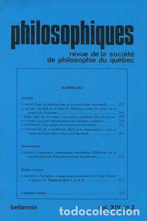 Libri di seconda mano: PHILOSOPHIQUES. REVUE DE LA SOCIETE DE PHILOSOPHIE DU QUEBEC. VOL. XIV, N&ordm; 2. - VV.AA.