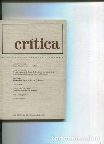 Libri di seconda mano: REVISTA HISPANOAMERICANA DE FILOSOFIA. CRITICA VOL XVII, No. 49. - VV.AA.