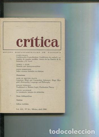 Libri di seconda mano: REVISTA HISPANOAMERICANA DE FILOSOFIA. CRITICA VOL XII, No. 34. - VV.AA.