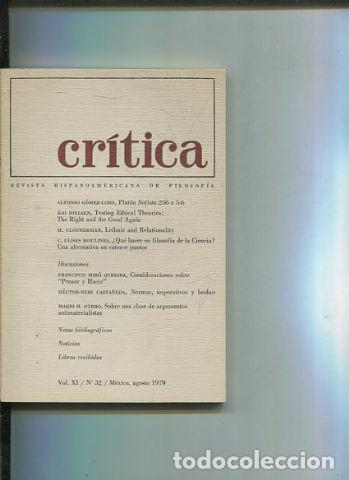 Libri di seconda mano: REVISTA HISPANOAMERICANA DE FILOSOFIA. CRITICA VOL XI, No. 32. - VV.AA.