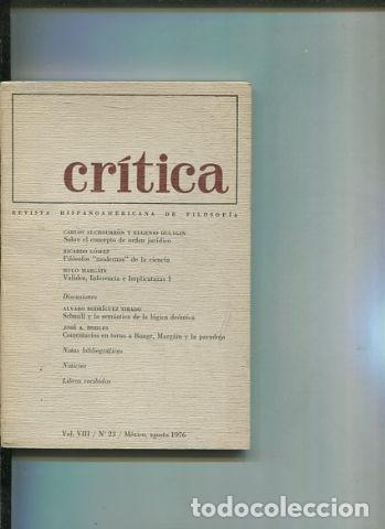 Libri di seconda mano: REVISTA HISPANOAMERICANA DE FILOSOFIA. CRITICA VOL VIII, No. 23. - VV.AA.