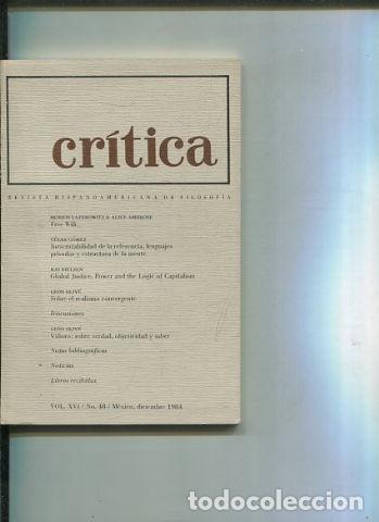 Libri di seconda mano: REVISTA HISPANOAMERICANA DE FILOSOFIA. CRITICA VOL XVI, No. 48. - VV.AA.