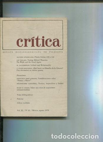Libri di seconda mano: REVISTA HISPANOAMERICANA DE FILOSOFIA. CRITICA VOL XI, No. 32. - VV.AA.