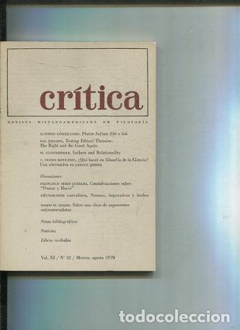 Libri di seconda mano: REVISTA HISPANOAMERICANA DE FILOSOFIA. CRITICA VOL XI, No. 32. - VV.AA.