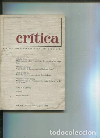Libri di seconda mano: REVISTA HISPANOAMERICANA DE FILOSOFIA. CRITICA VOL XII, No. 35. - VV.AA.