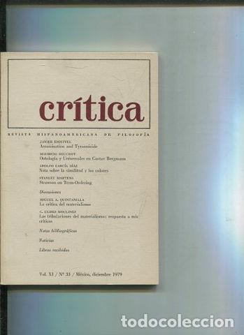 Libri di seconda mano: REVISTA HISPANOAMERICANA DE FILOSOFIA. CRITICA VOL XI, No. 33. - VV.AA.