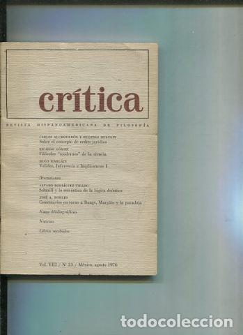 Libri di seconda mano: REVISTA HISPANOAMERICANA DE FILOSOFIA. CRITICA VOL VIII, No. 23. - VV.AA.