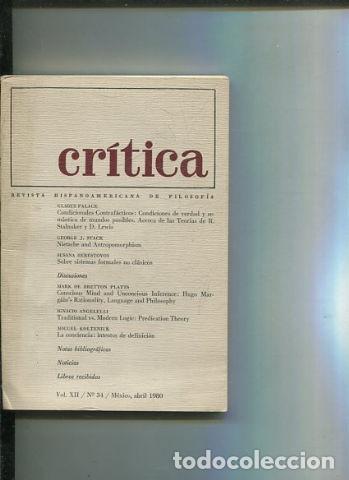 Libri di seconda mano: REVISTA HISPANOAMERICANA DE FILOSOFIA. CRITICA VOL XII, No. 34. - VV.AA.