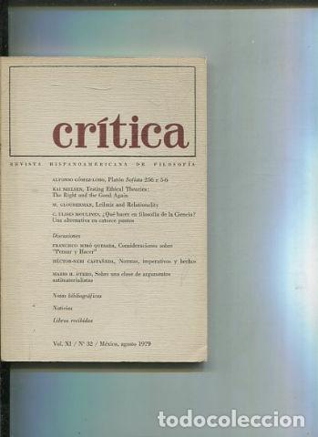 Libri di seconda mano: REVISTA HISPANOAMERICANA DE FILOSOFIA. CRITICA VOL XI, No. 32. - VV.AA.