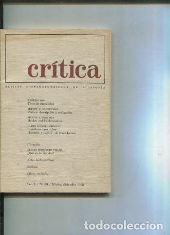 Libri di seconda mano: REVISTA HISPANOAMERICANA DE FILOSOFIA. CRITICA VOL X, No. 30. - VV.AA.