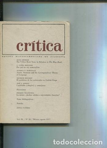 Libri di seconda mano: REVISTA HISPANOAMERICANA DE FILOSOFIA. CRITICA VOL IX, No. 26. - VV.AA.