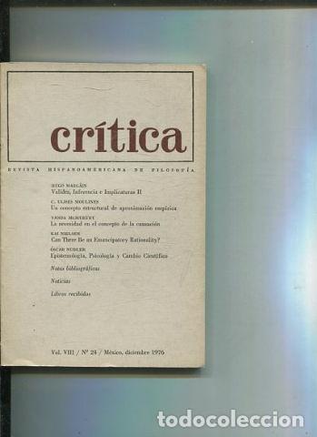 Libri di seconda mano: REVISTA HISPANOAMERICANA DE FILOSOFIA. CRITICA VOL VIII, No. 24. - VV.AA.