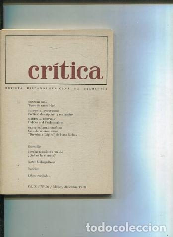 Gebrauchte B&uuml;cher: REVISTA HISPANOAMERICANA DE FILOSOFIA. CRITICA VOL X, No. 30. - VV.AA.