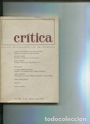 Libri di seconda mano: REVISTA HISPANOAMERICANA DE FILOSOFIA. CRITICA VOL VIII, No. 23. - VV.AA.