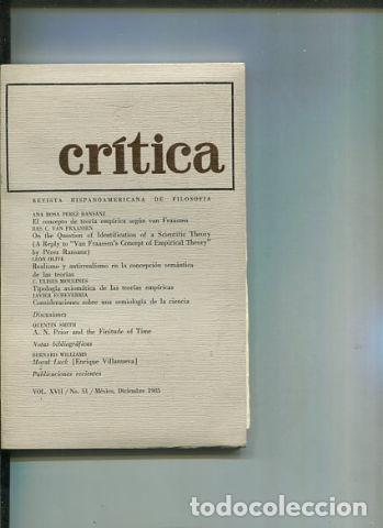 Libri di seconda mano: REVISTA HISPANOAMERICANA DE FILOSOFIA. CRITICA VOL XVII, No. 51. - VV.AA.