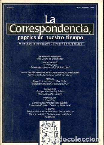 Gebrauchte B&uuml;cher: LA CORRESPONDENCIA, PAPELES DE NUESTRO TIEMPO. NUM. 3, PRIMER SEMESTRE, 1999. -
