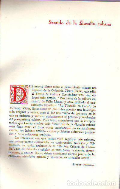 Libri di seconda mano: SENTIDO DE LA FILOSOFIA CUBANA. - PE&Ntilde;ALVER Francisco.