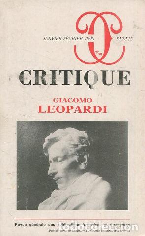 Libros de segunda mano: CRITIQUE. - LEOPARDI Giacomo. - Foto 1
