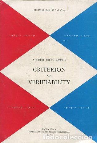 Second hand books: ALFRED JULES AYER'S. CRITERION OF VERIFIABILITY. - BAK Felix.