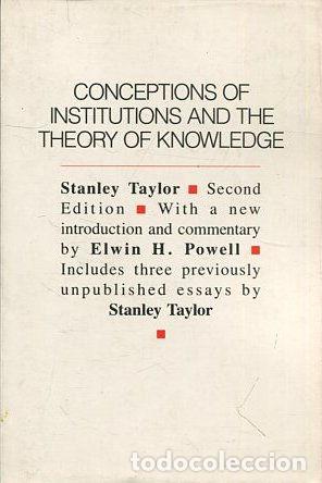 Gebrauchte B&uuml;cher: CONCEPTIONS OF INSTITUTIONS AND THE THEORY OF KNOWLEDGE. - TAYLOR Stanley.