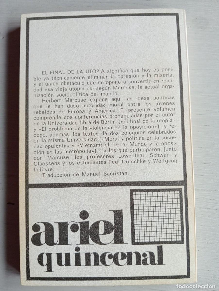 Libros de segunda mano: El final de la utop&iacute;a - Herbert Marcuse - Ariel - 1981 - Foto 2