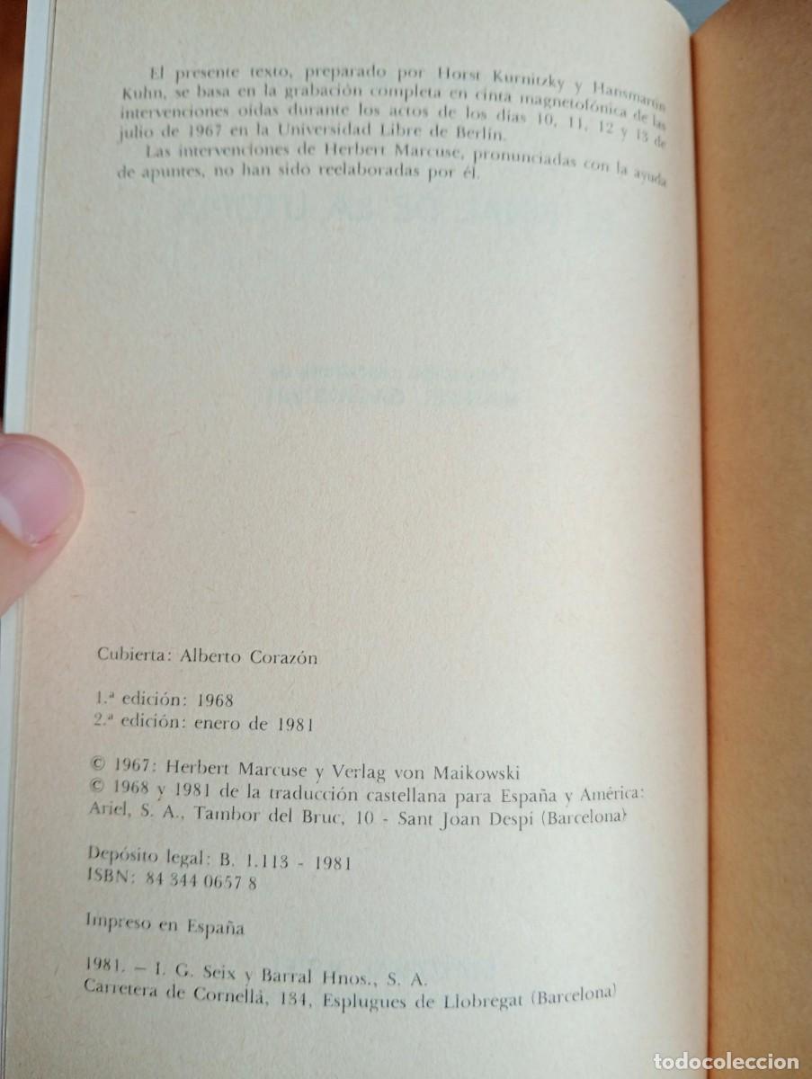 Libros de segunda mano: El final de la utop&iacute;a - Herbert Marcuse - Ariel - 1981 - Foto 5