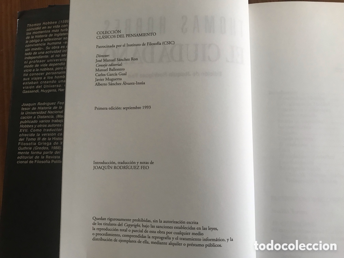 Libros de segunda mano: El ciudadano. Thomas Hobbes. Debate. CSIC. Edici&oacute;n Biling&uuml;e - Foto 8