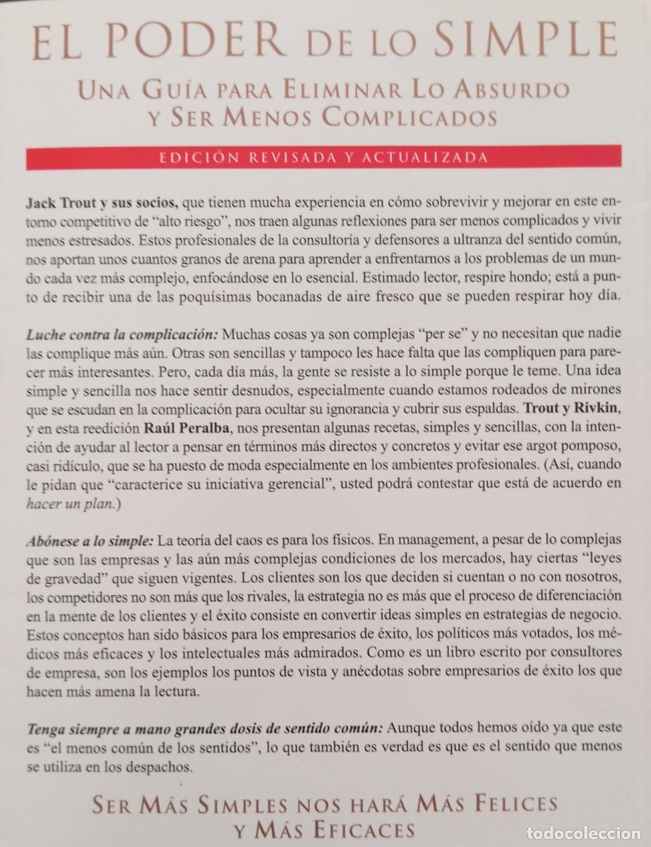 Libros de segunda mano: EL PODER DE LO SIMPLE - JACK TROUT - Foto 2