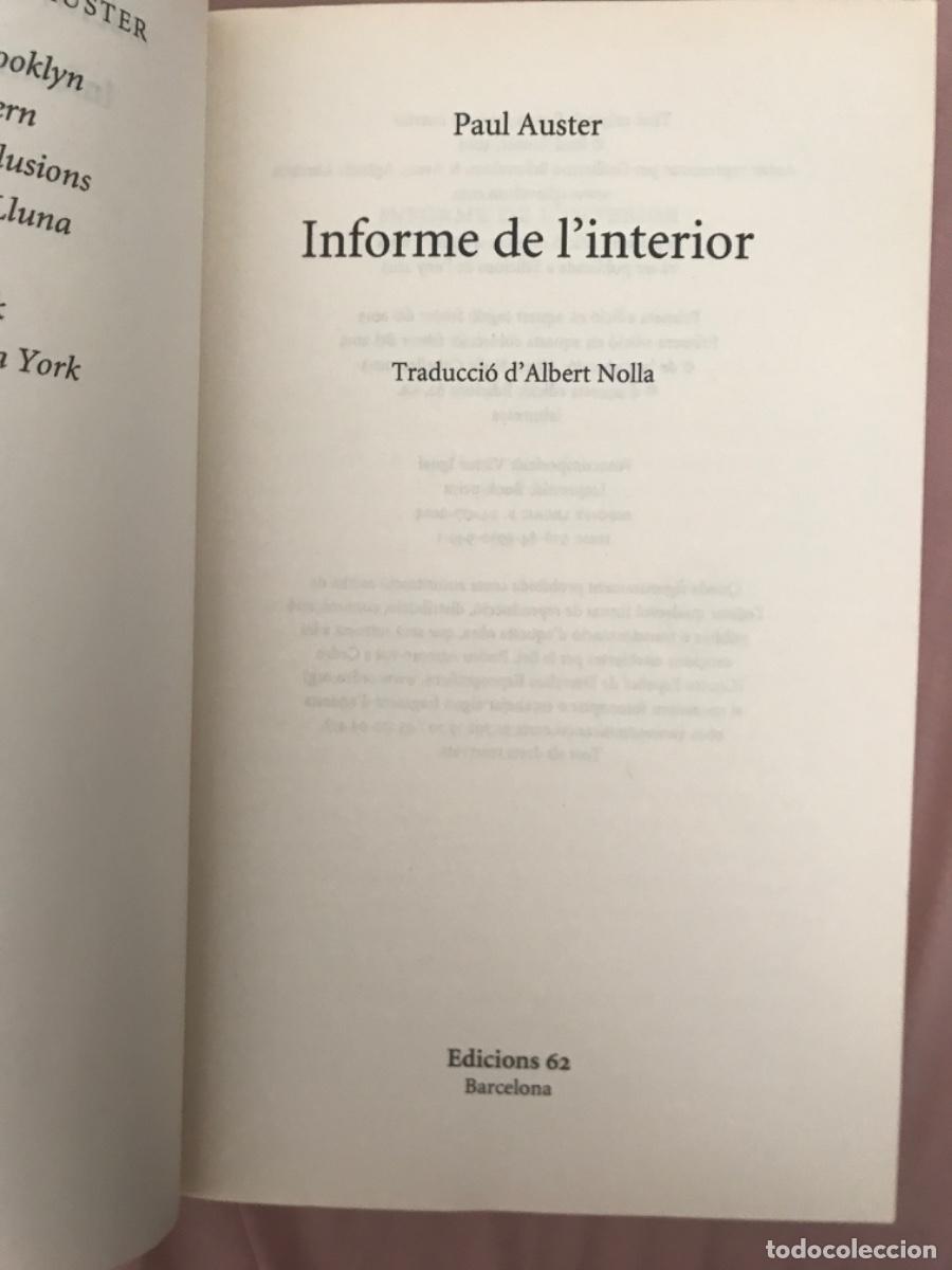 Libros de segunda mano: LLIBRE. Informe de linterior. Paul Auster - Foto 2