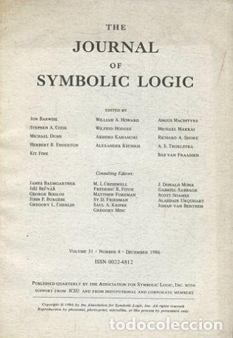 Livres d'occasion: THE JOURNAL OF SYMBOLIC LOGIC VOLUME 51 NUMBER 4 DECEMBER 1986. - VV.AA.