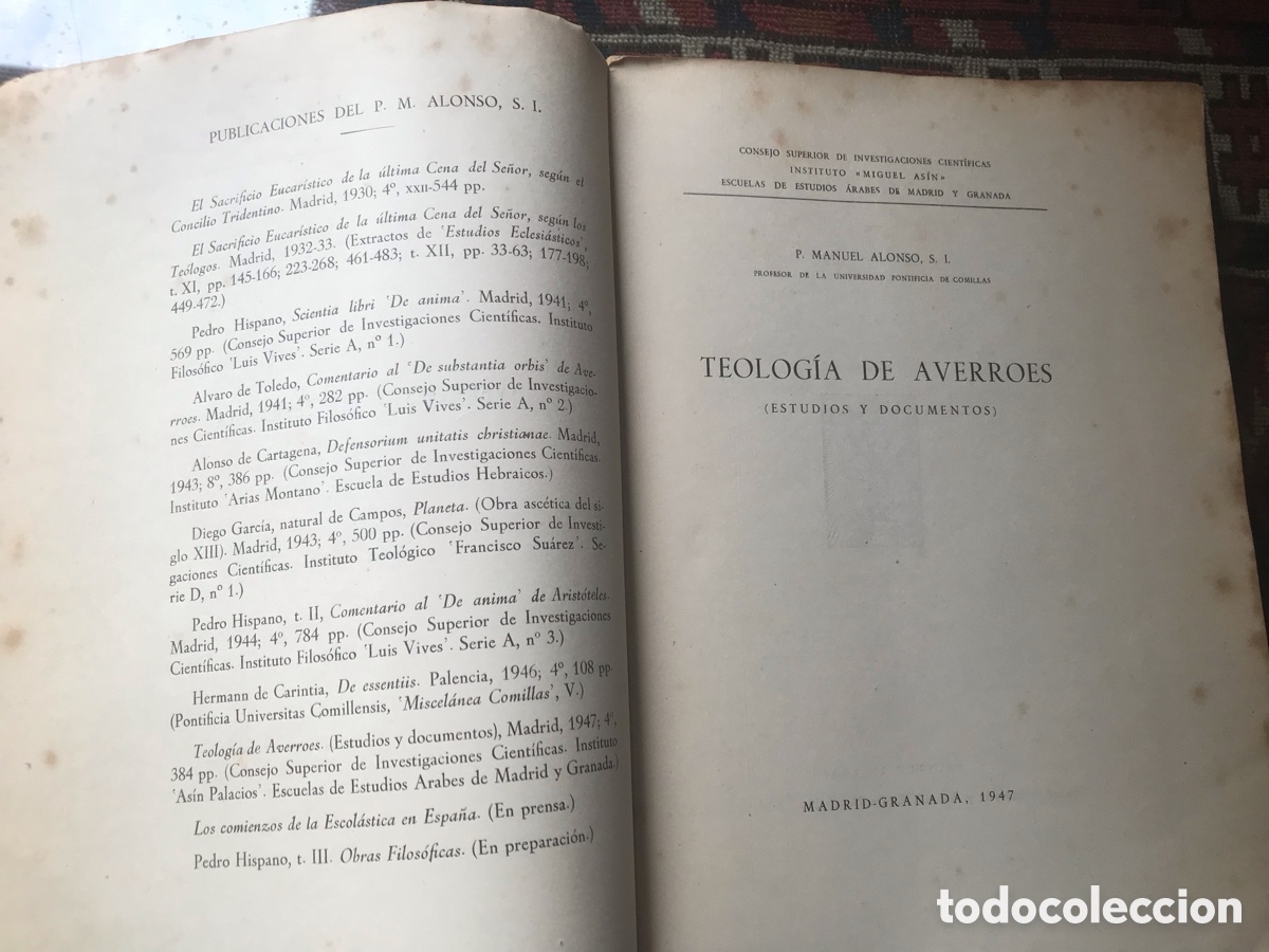 Libros de segunda mano: Teolog&iacute;a de Averroes. Manuel Alonso 1947 - Foto 5