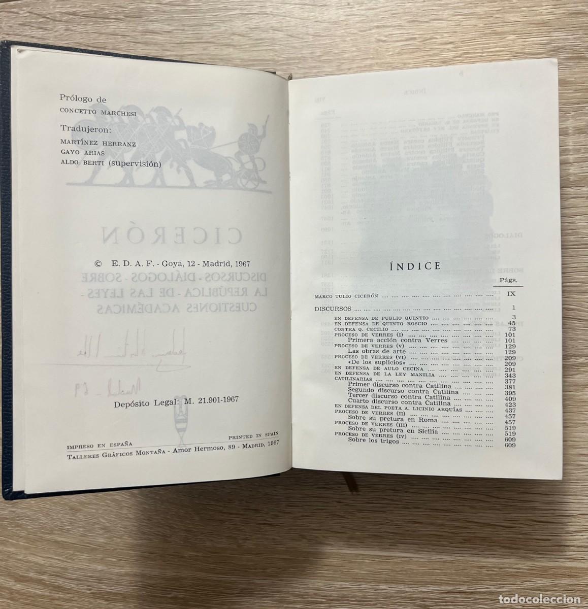 Libros de segunda mano: Obras de Cicer&oacute;n (1967). - Foto 3