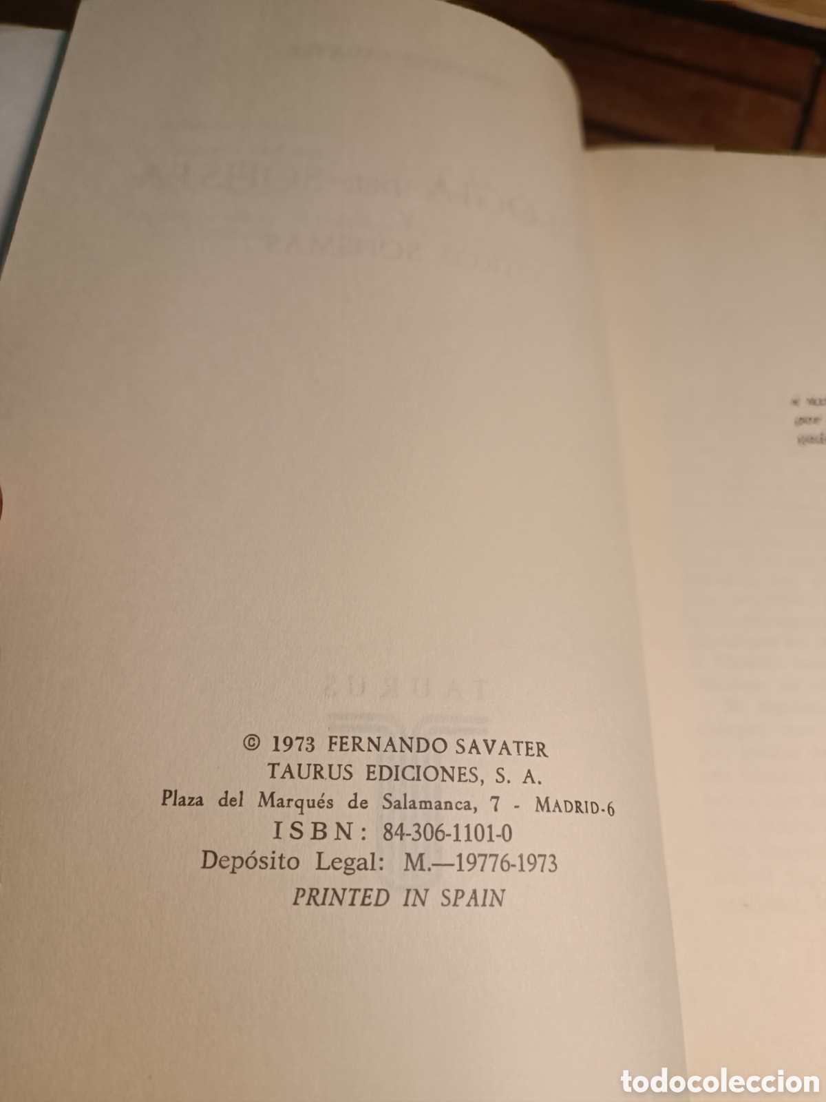 Libros de segunda mano: FERNANDO SAVATER. APOLOG&Iacute;A DEL SOFISTA Y OTROS SOFISMAS. ED. TAURUS, 1973 - Foto 2