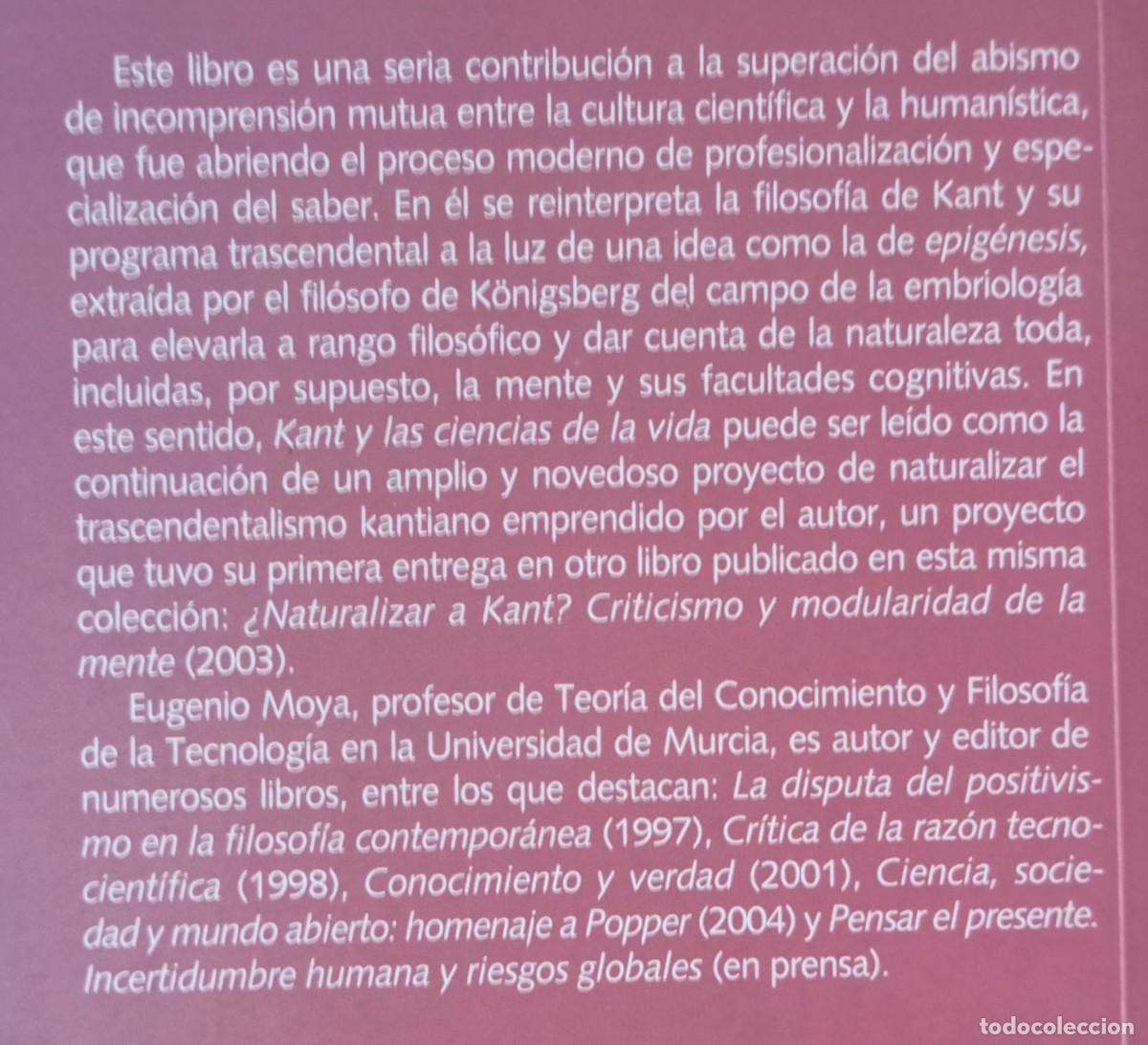 Libros de segunda mano: KANT Y LAS CIENCIAS DE LA VIDA - EUGENIO MOYA - Foto 2