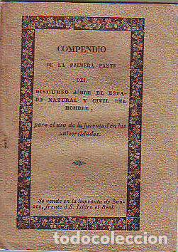 Gebrauchte B&uuml;cher: COMPENDIO DE LA PRIMERA PARTE DEL DISCURSO SOBRE EL ESTADO NATURAL Y CIVIL DEL HOMBRE. - ZUAZNAVAR J