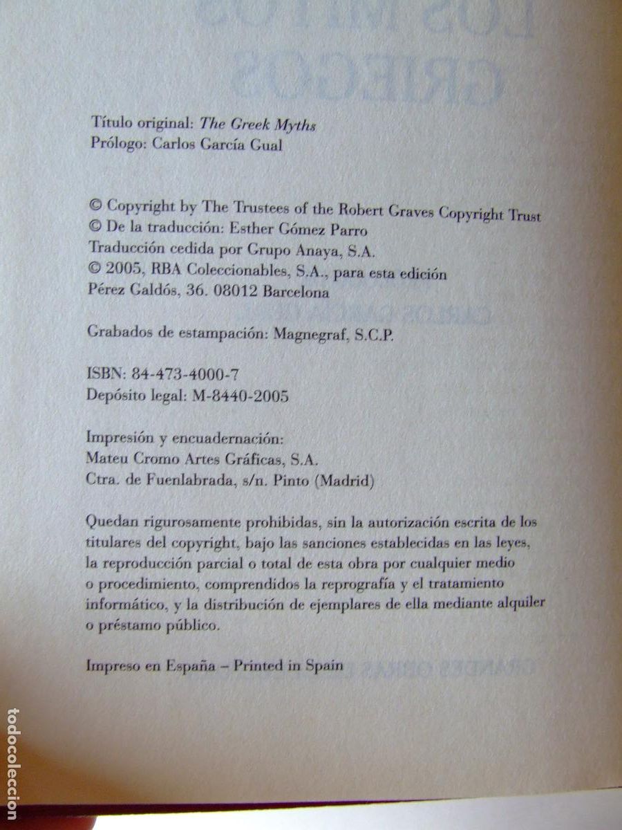 Libros de segunda mano: LOS MITOS GRIEGOS ROBERT GRAVES RBA 2005 - Foto 2