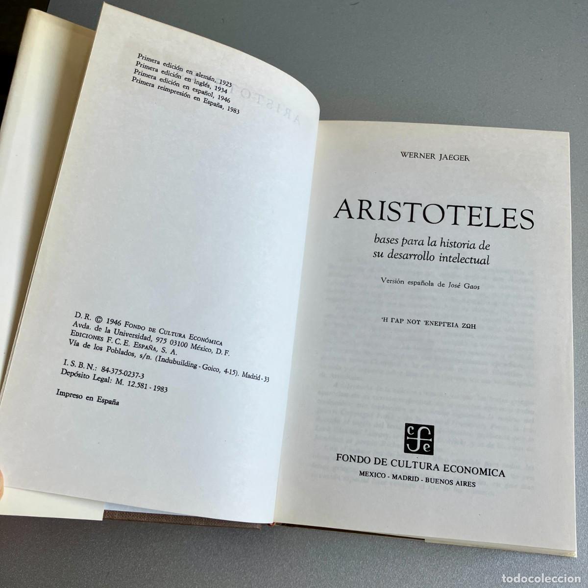 Libros de segunda mano: Arist&oacute;teles, Werner Jaeger - FCE 1983 - Foto 4