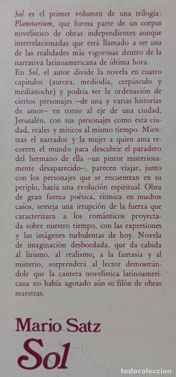 Libros de segunda mano: SOL - MARIO SATZ - NOGUER - Foto 2
